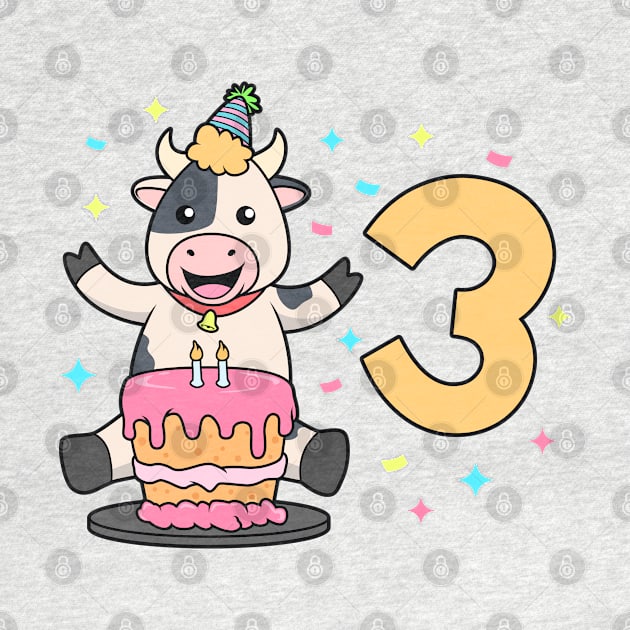 I am 3 with cow - kids birthday 3 years old by Modern Medieval Design